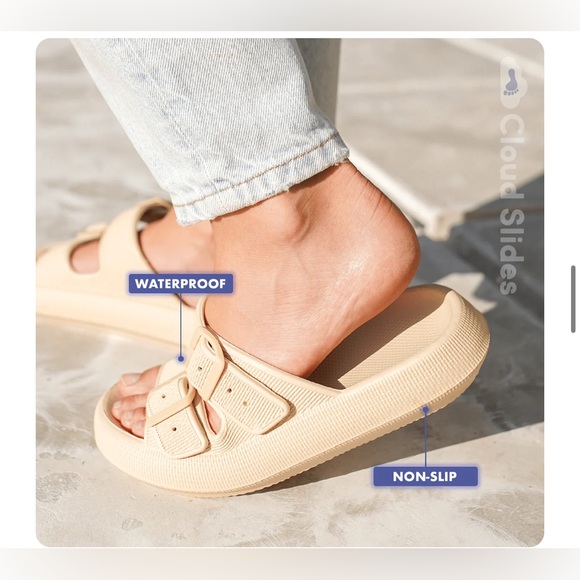 Cloud Slides Sandals Oat Latte Woman Size 9 - Picture 2 of 12